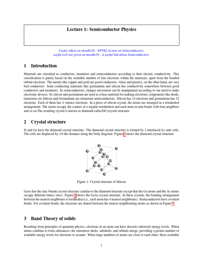 Introduction to Semiconductor Physics | PDF | Semiconductors ...