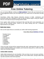 Free Online Tutoring: Math Problems