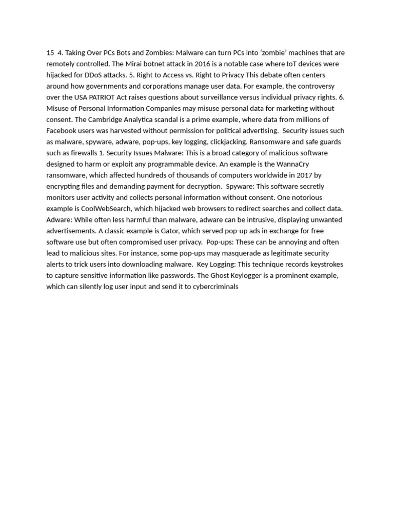 Malware and Privacy Concerns Explained | PDF