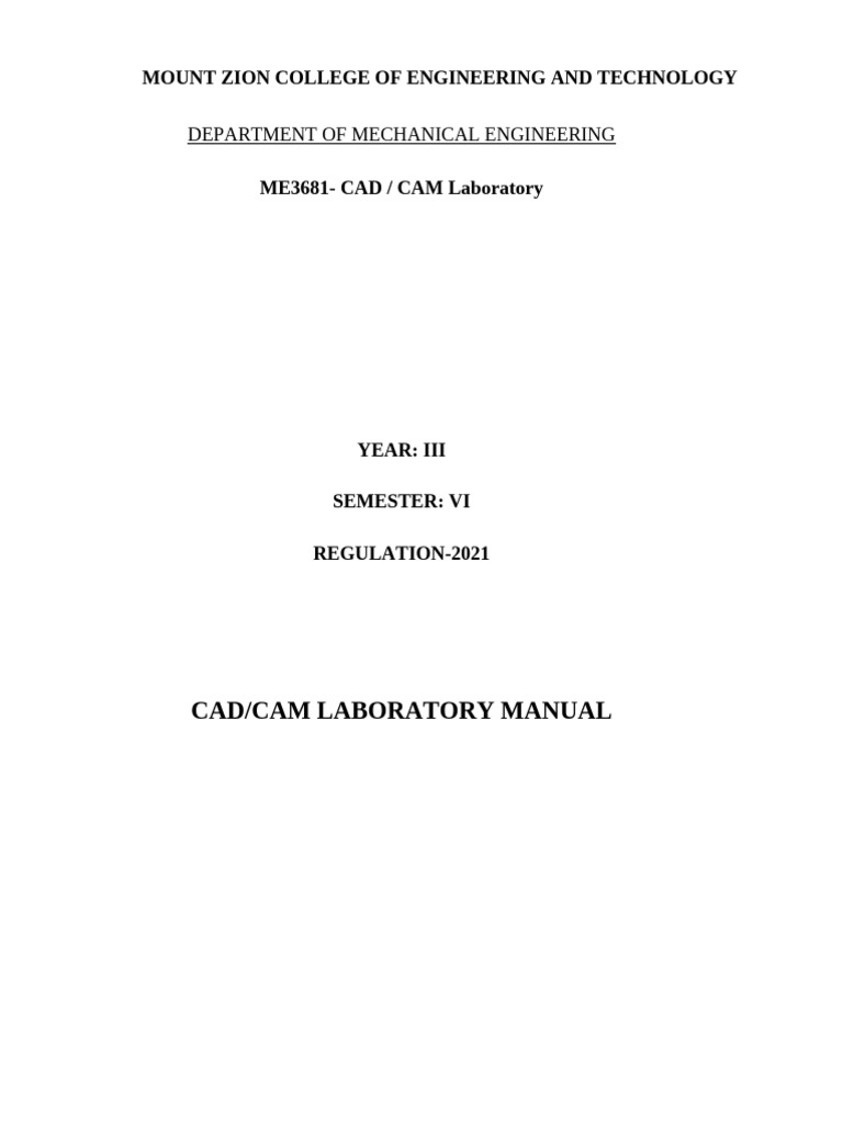 ME3681 CAD/CAM Lab Manual | PDF | Numerical Control | 2 D Computer Graphics