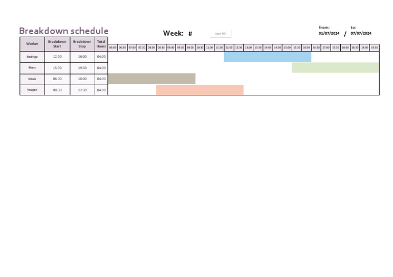 Breakdown Schedule 2024-07-03 | PDF