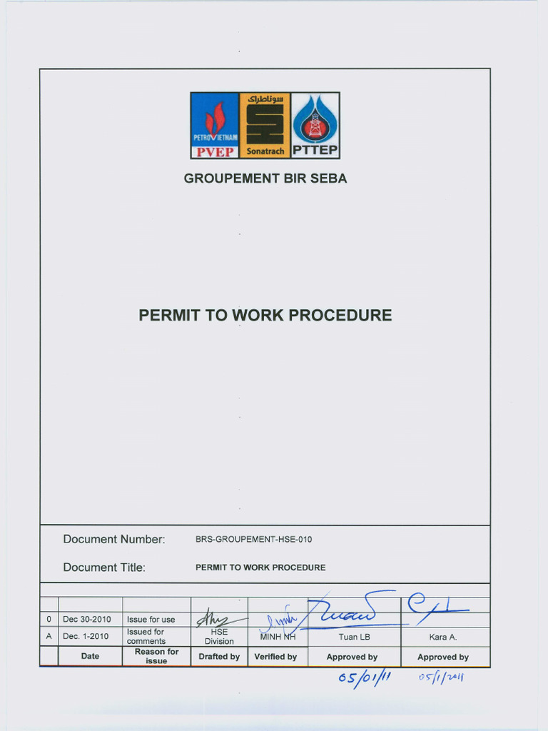 Permit to Work Procedure Overview | PDF | Verification And Validation ...