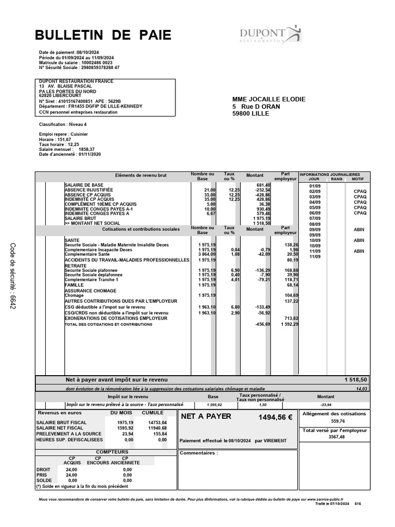 Bulletin de paie et certificat de travail | PDF | Impôt sur le revenu ...