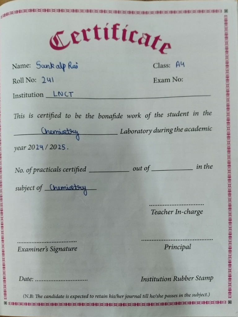 Chemistry Sem 2 Practical File Sankalp | PDF