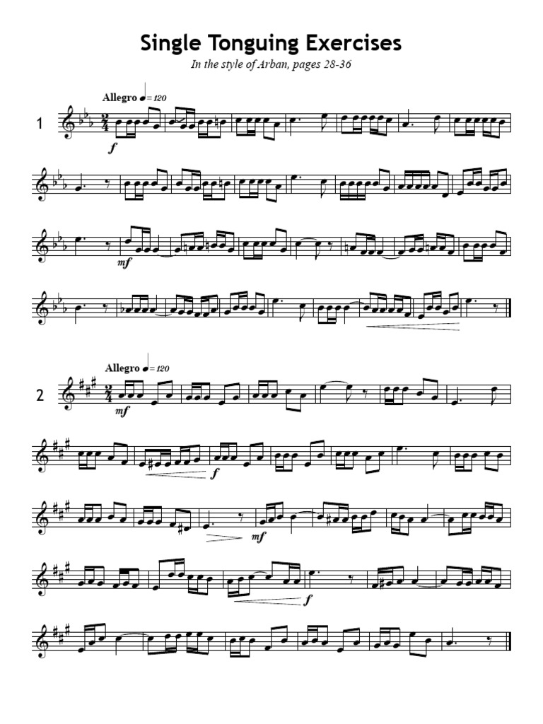 Exercices de Tonguing pour Instruments | PDF