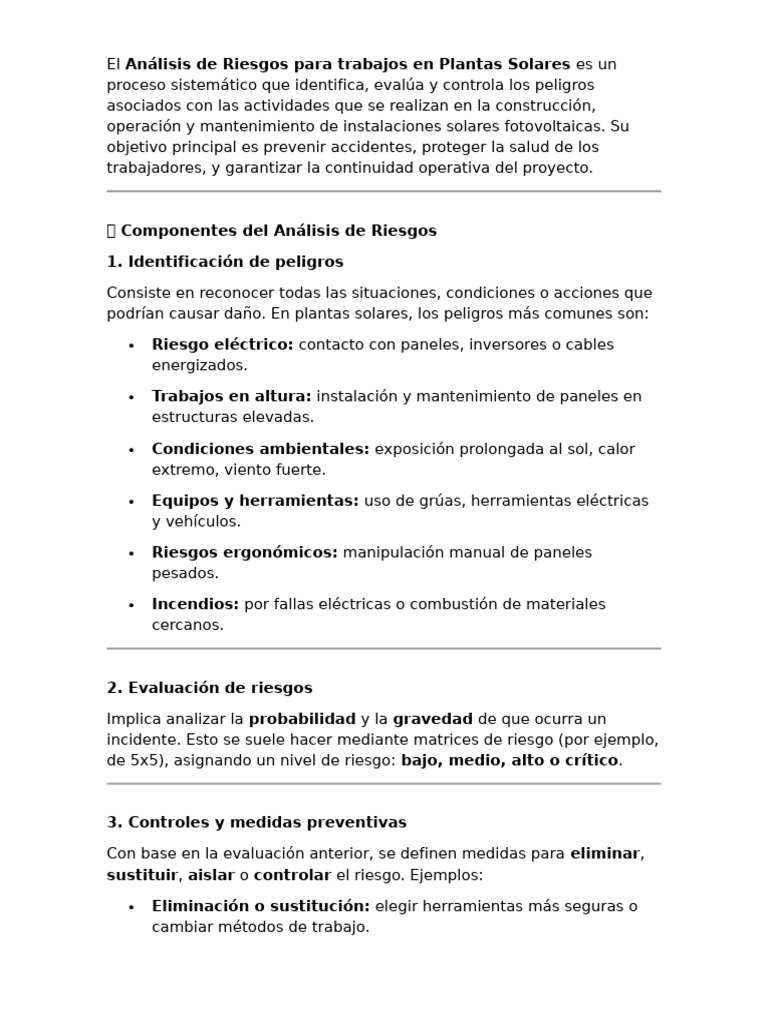 Análisis de Riesgos en Plantas Solares | PDF | Riesgo | Ingenieria ...