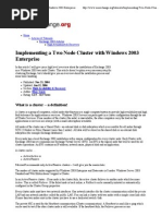 Implementing A Two Node Cluster