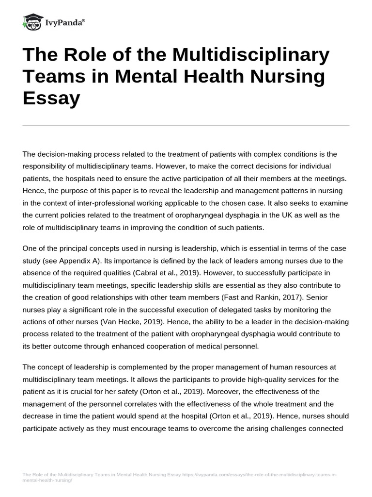 The Role of The Multidisciplinary Teams in Mental Health Nursing | PDF ...