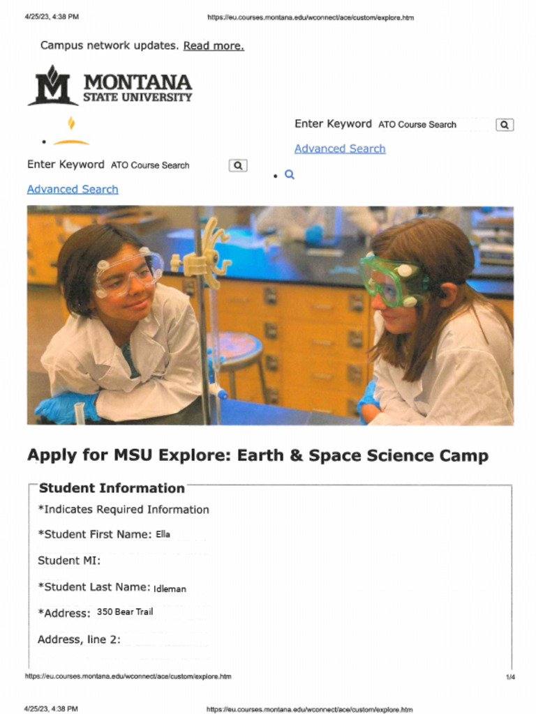 MSU Explore Camp Registration | PDF
