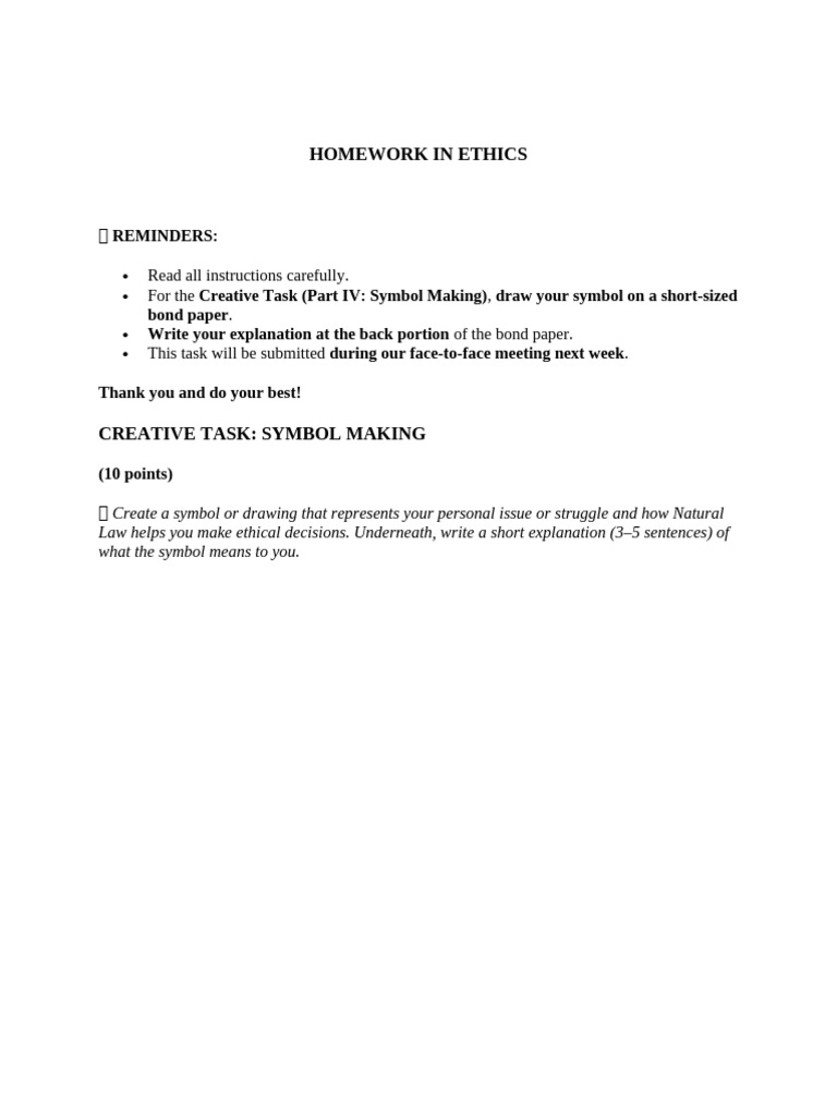 Ethics Homework in Ethics | PDF