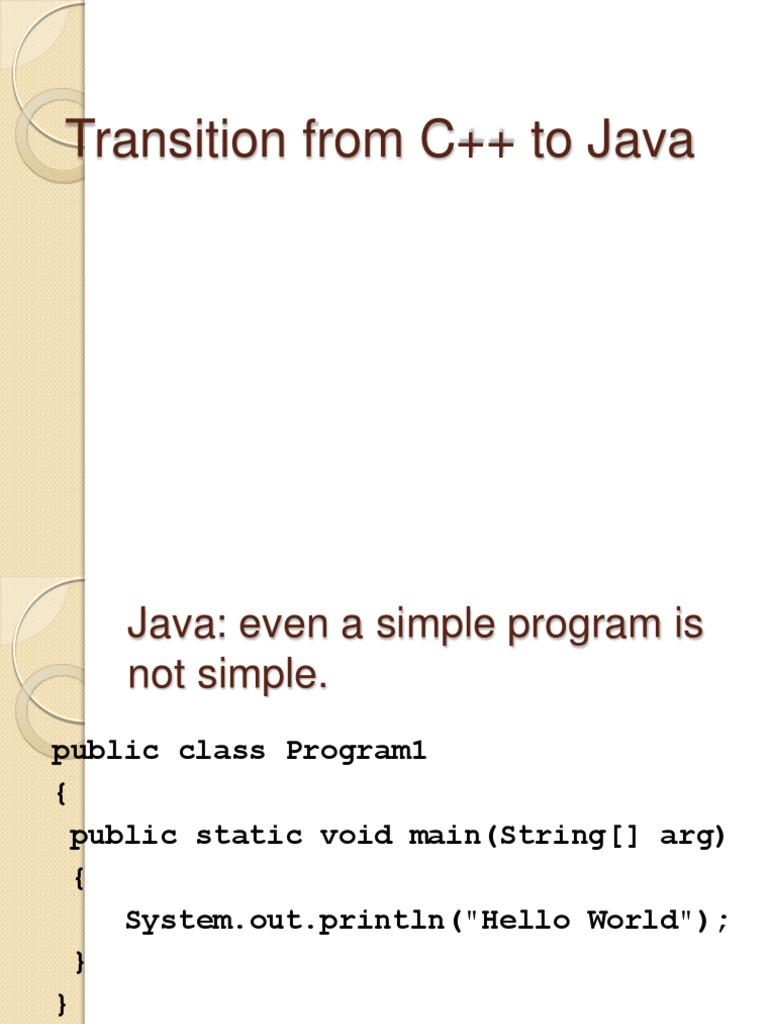 Transition from C++ to Java
