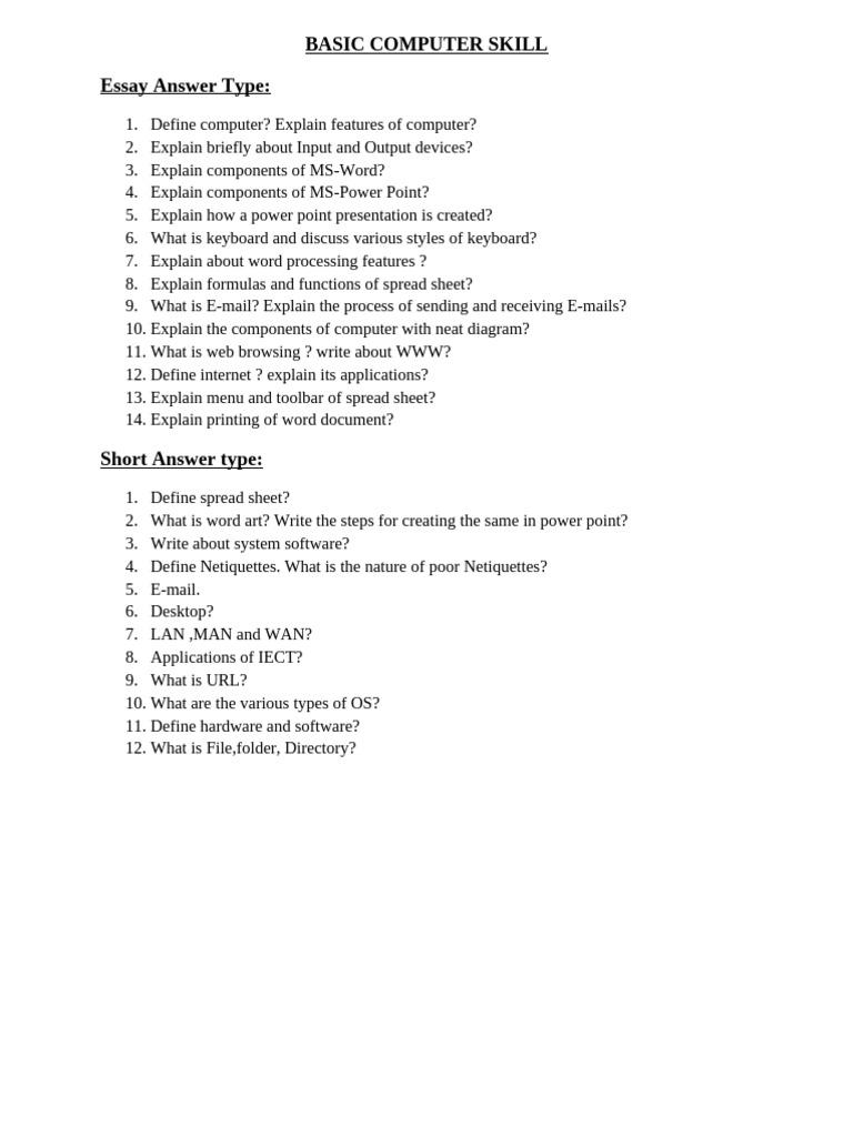 Basic Computer Skill | PDF