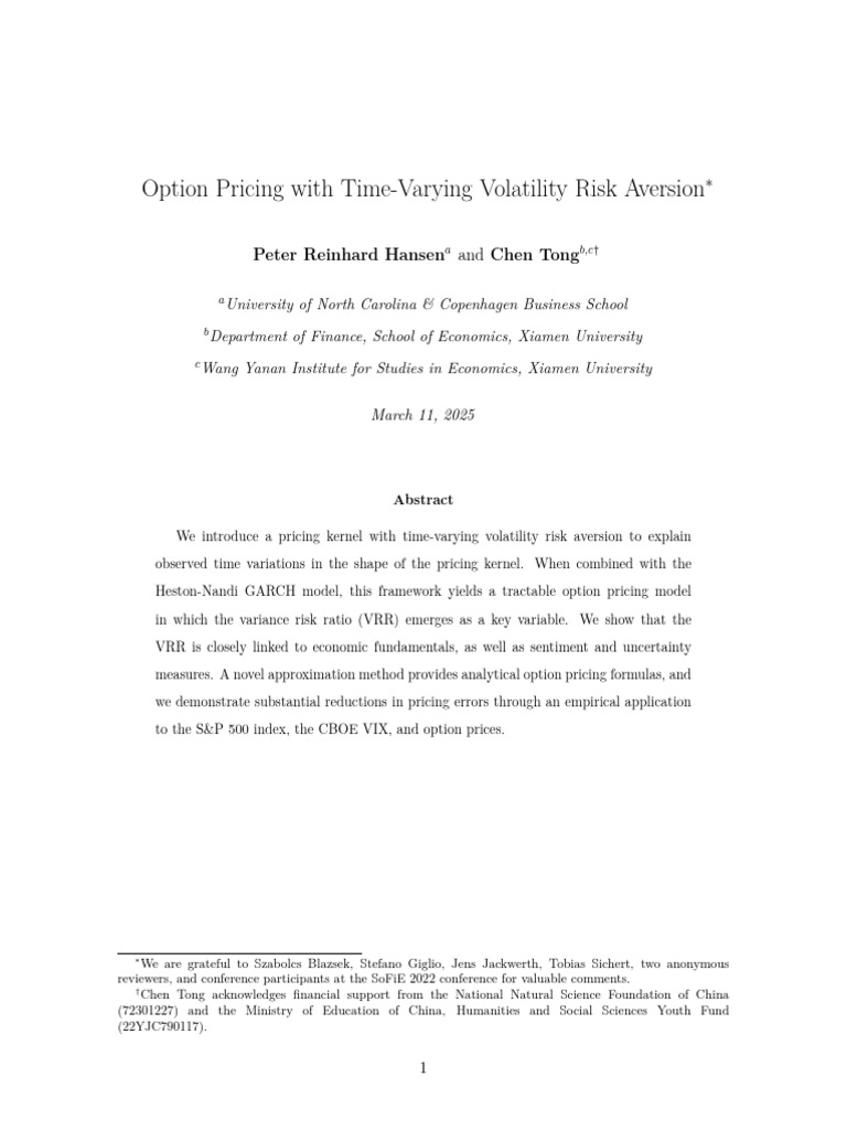 Time-Varying Volatility in Option Pricing | PDF | Option (Finance) | Vix