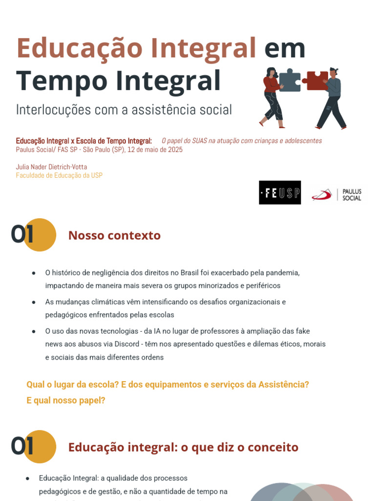 Educação Integral e o SUAS | PDF | Pedagogia | Tempo