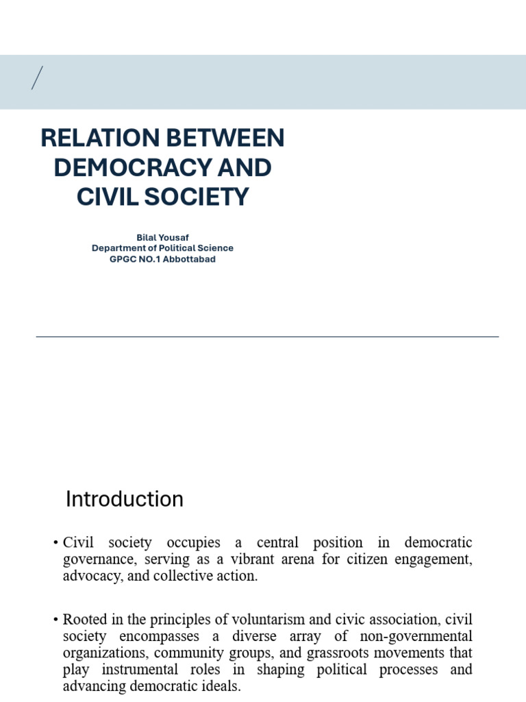 7 Relation Between Democracy and Civil Society | PDF | Civil Society ...