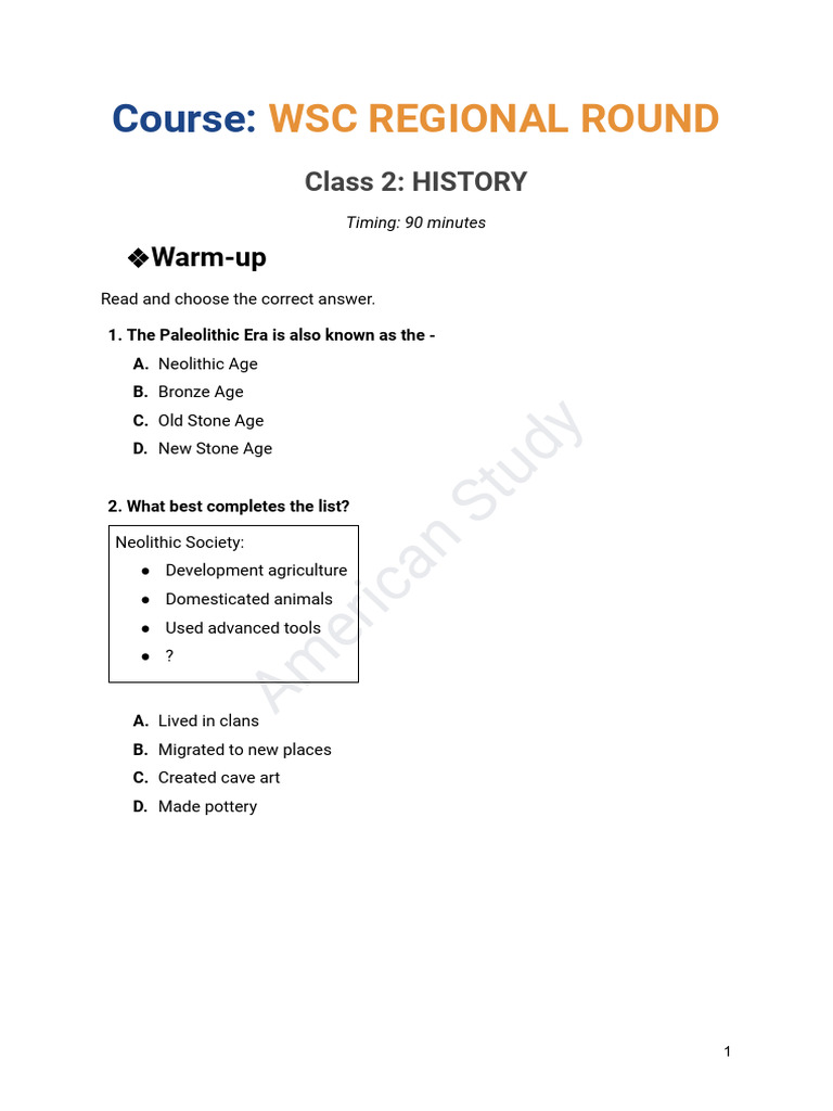 American History Course Questions | PDF