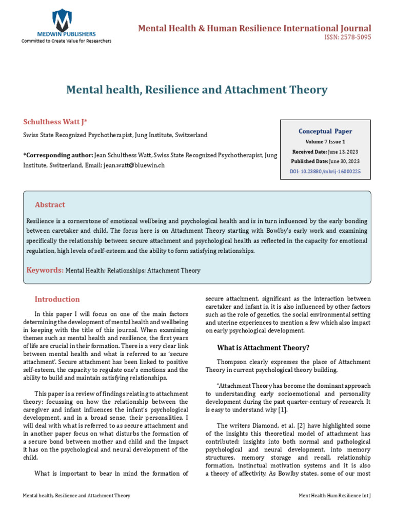 Attachment Theory and Mental Health Insights | PDF | Attachment Theory ...