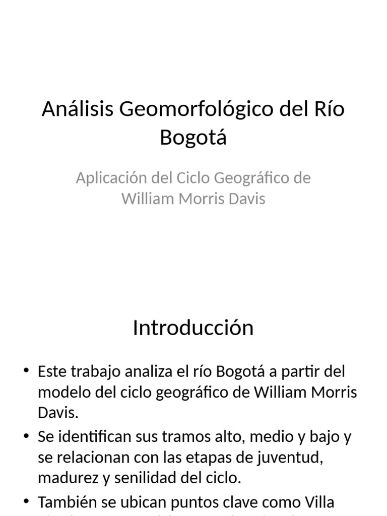 Análisis del Río Bogotá según Davis | PDF