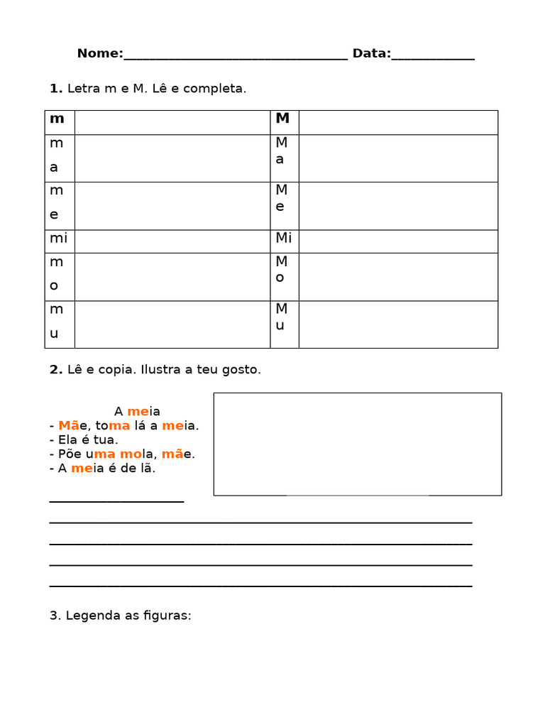 Atividades com a Letra M | PDF