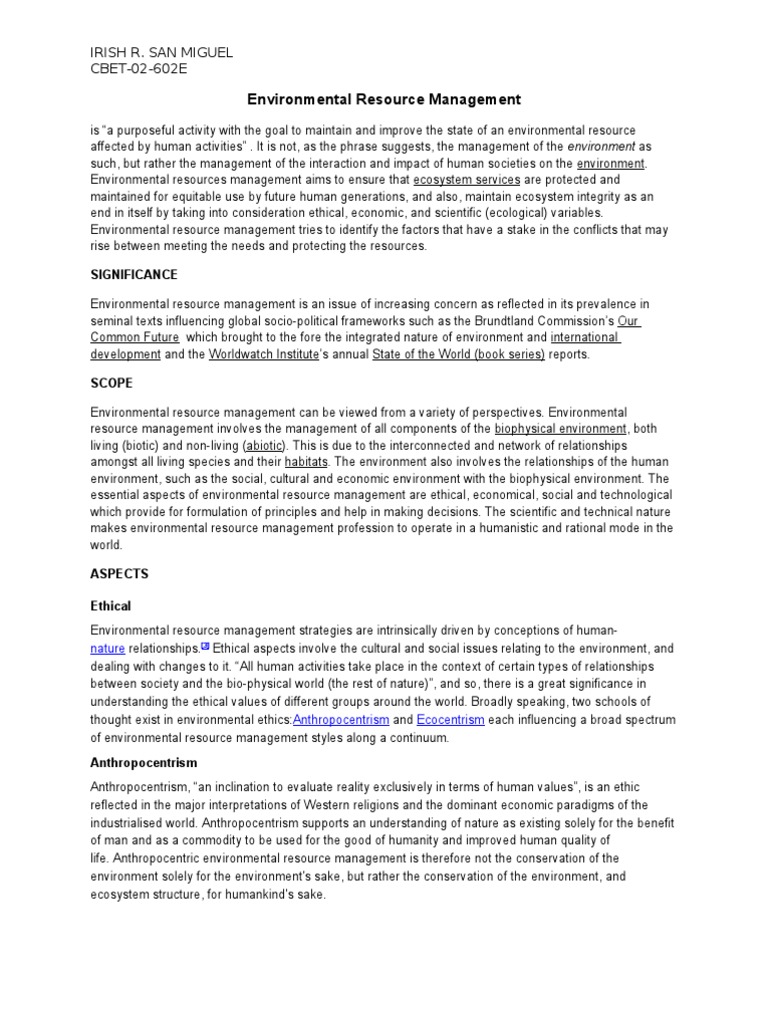 Understanding Environmental Resource Management | PDF | Global Warming ...