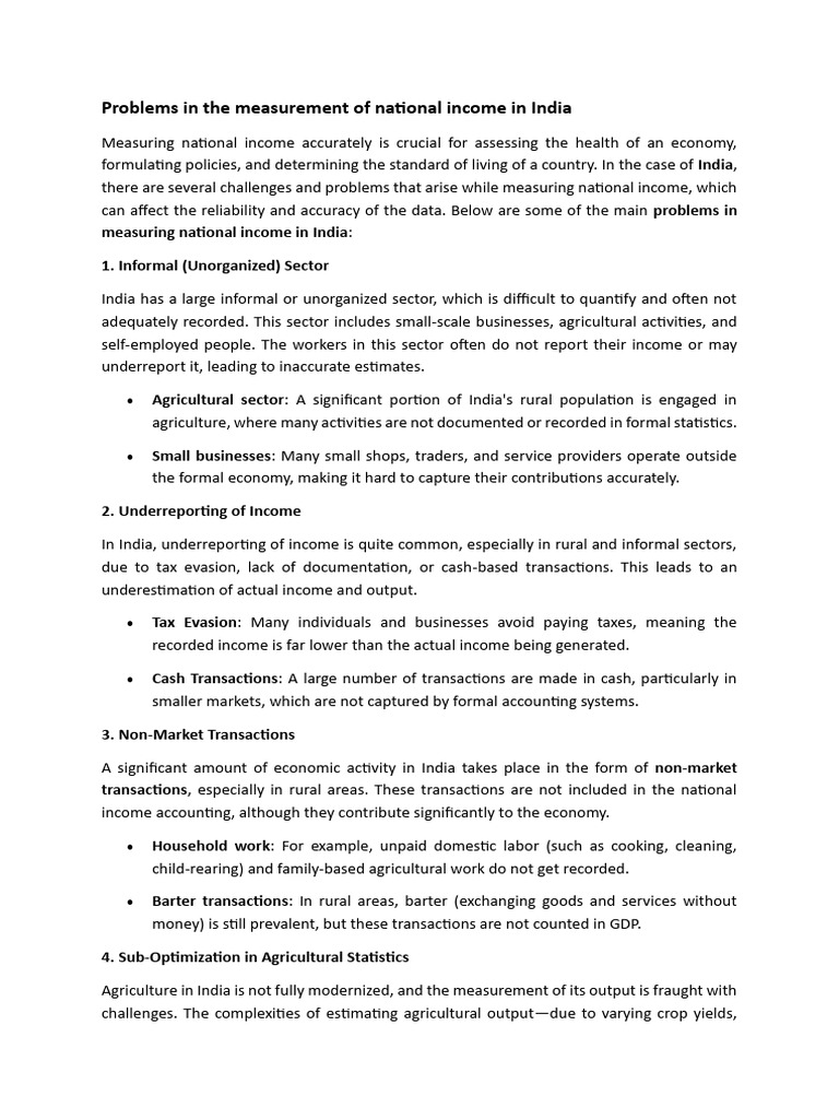Challenges in Measuring India's National Income | PDF | Cost Of Living ...