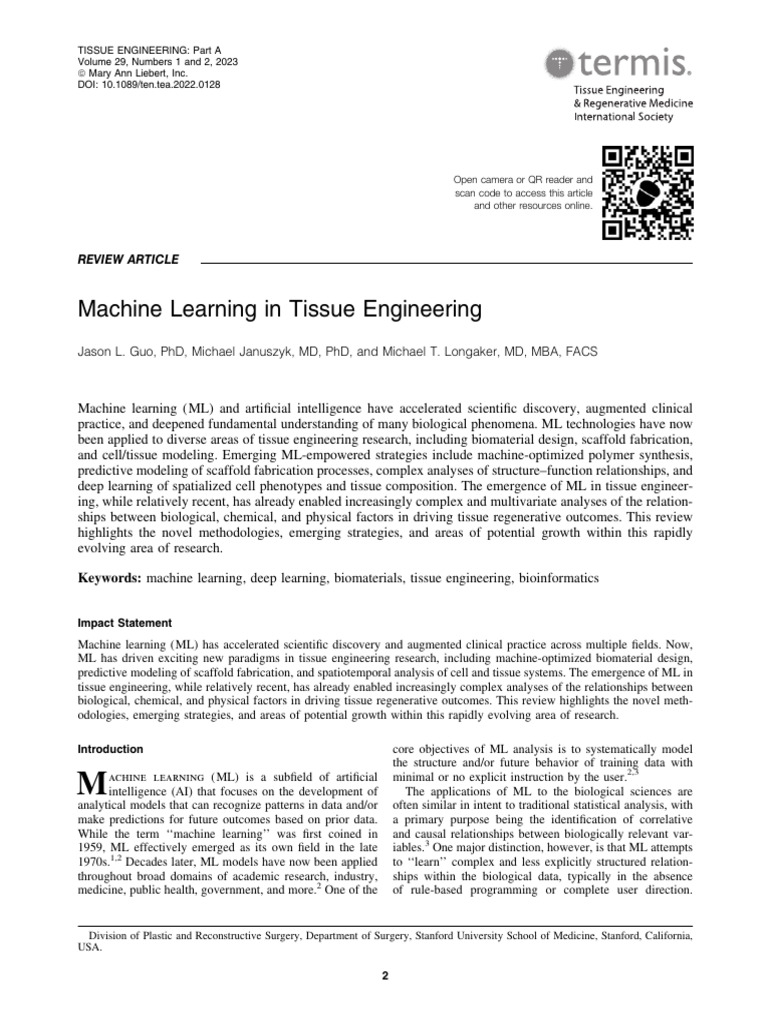 ML in Tissue Eng. | PDF | Machine Learning | Support Vector Machine