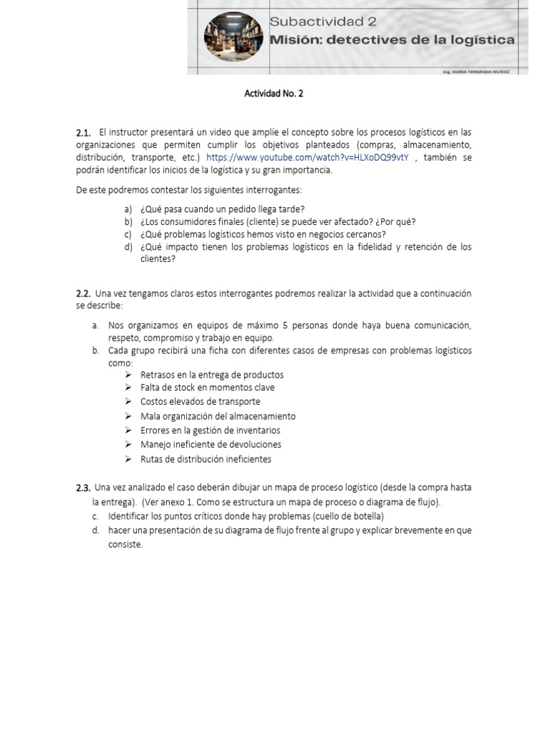 Actividad 2 Casos de Empresas Con Problemáticas | PDF | Logística ...