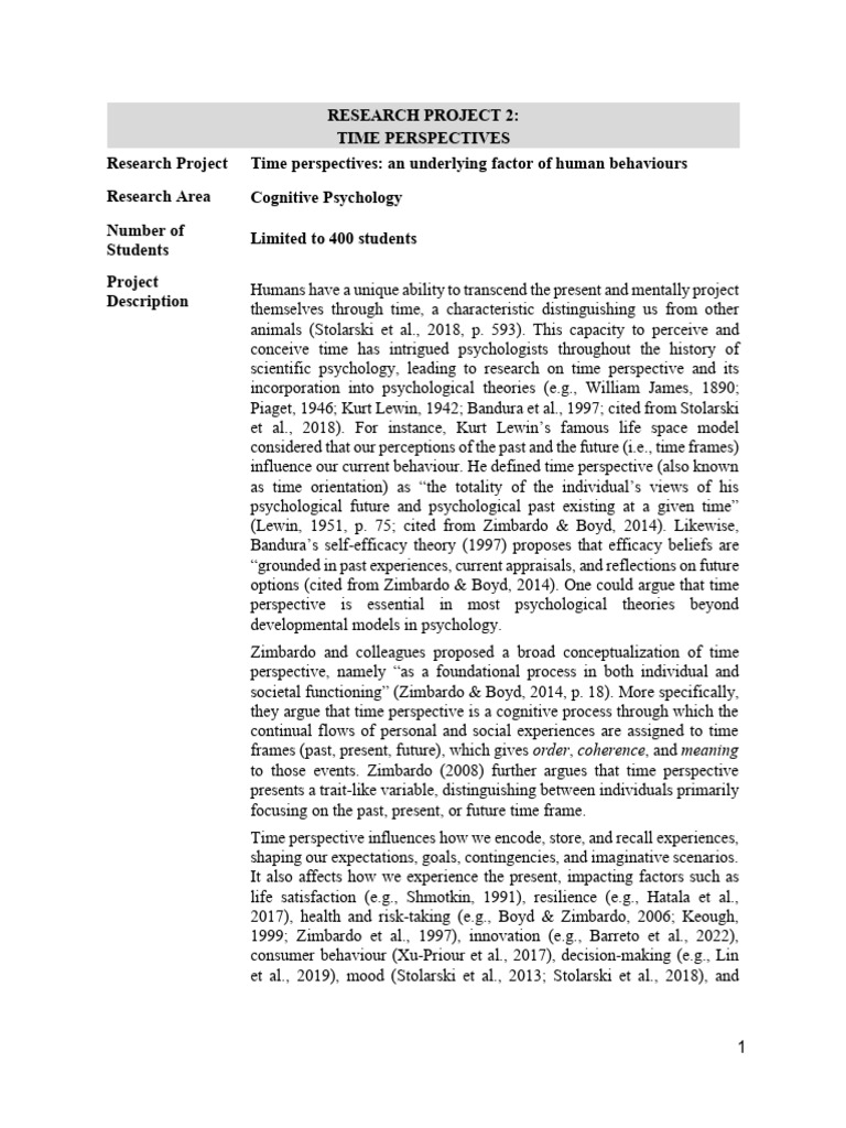 Time Perspectives in Human Behavior | PDF | Methodology | Psychology