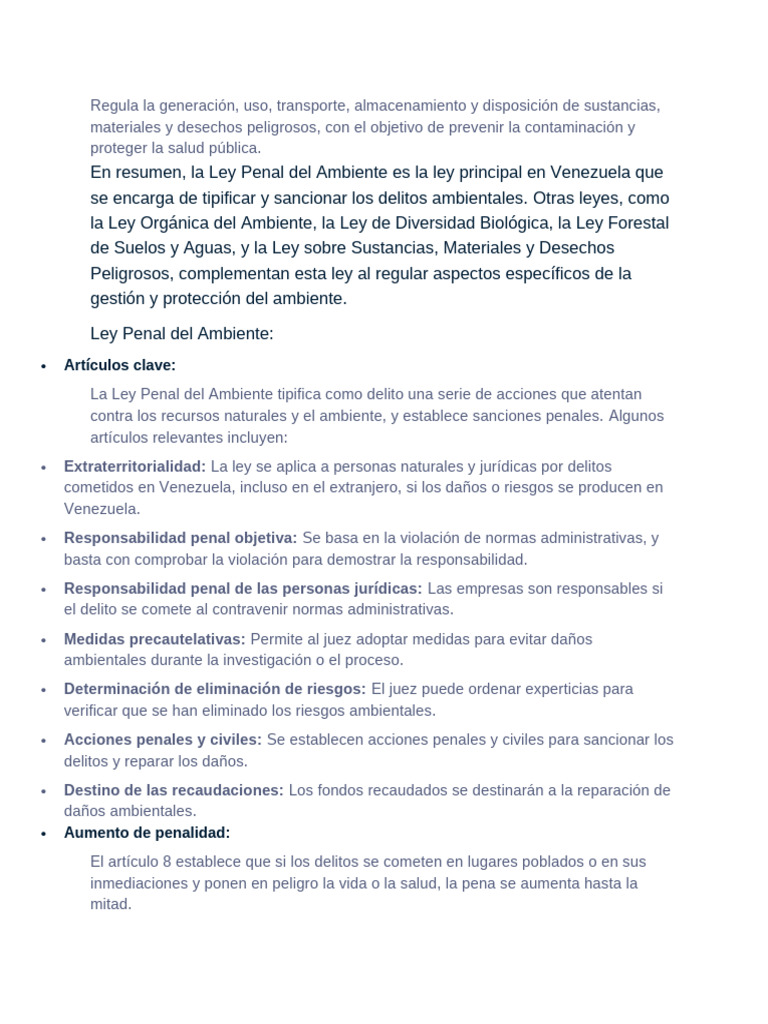 Ley Penal del Ambiente en Venezuela | PDF | Entorno natural | Residuos