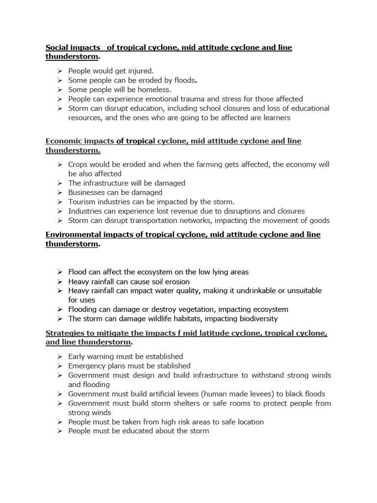 Social Impacts of Tropical Cyclone - 093420 | PDF | Flood | Storms