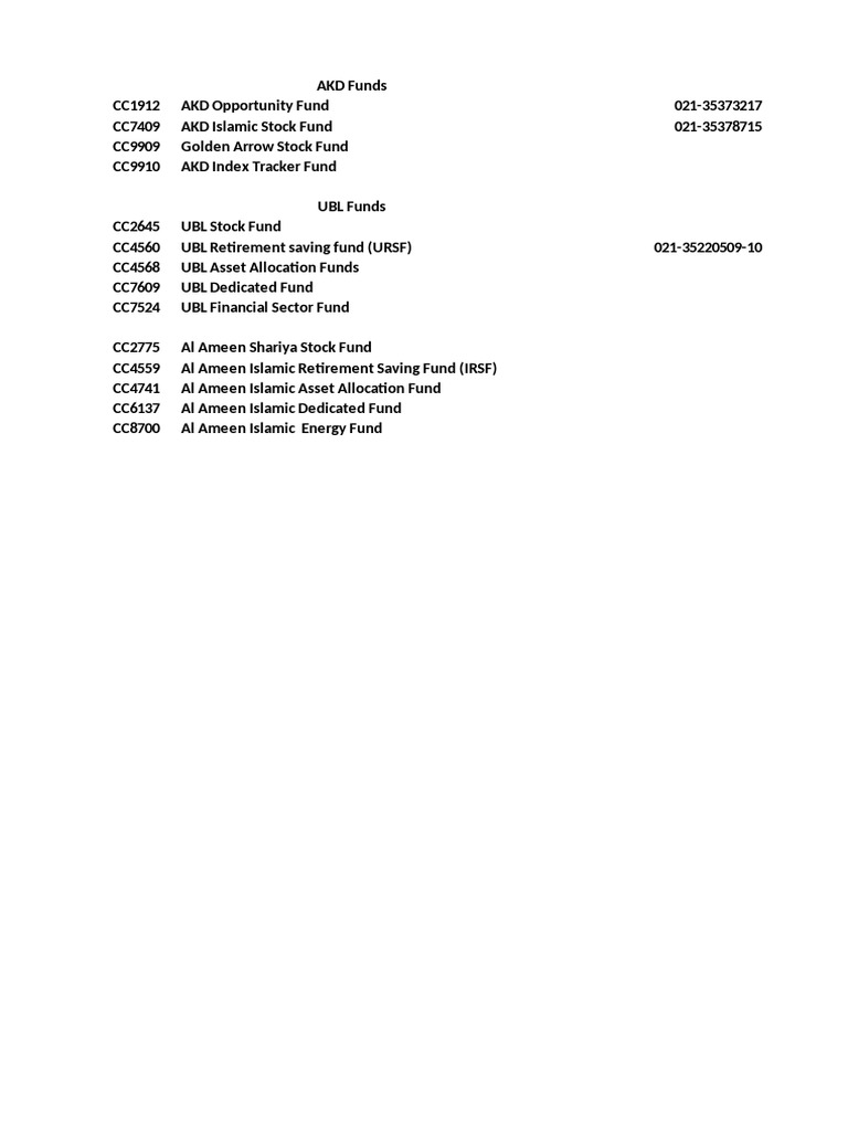 List of Investment and Pension Funds | PDF