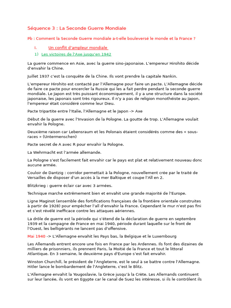 Impact de la Seconde Guerre mondiale | PDF | France de Vichy | Seconde ...