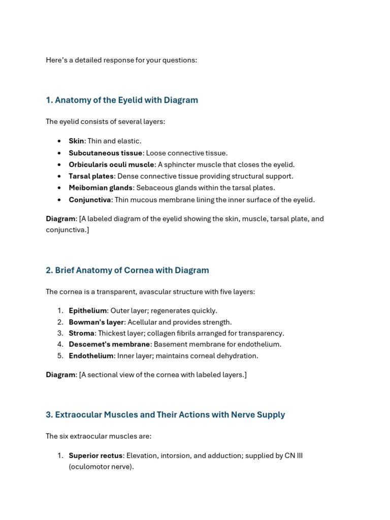Here's A Detailed Response For Your Questions | PDF | Myopia | Cornea