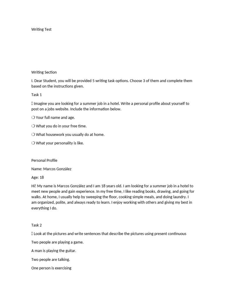Writing Test | PDF