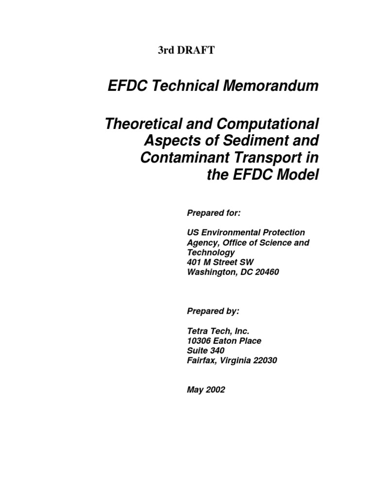 EFDC Model: Sediment Transport Insights | PDF | Boundary Layer | Turbulence