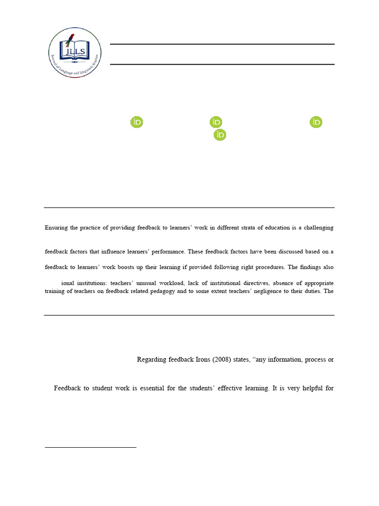 Feedback's Role in Student Learning | PDF | Educational Assessment ...