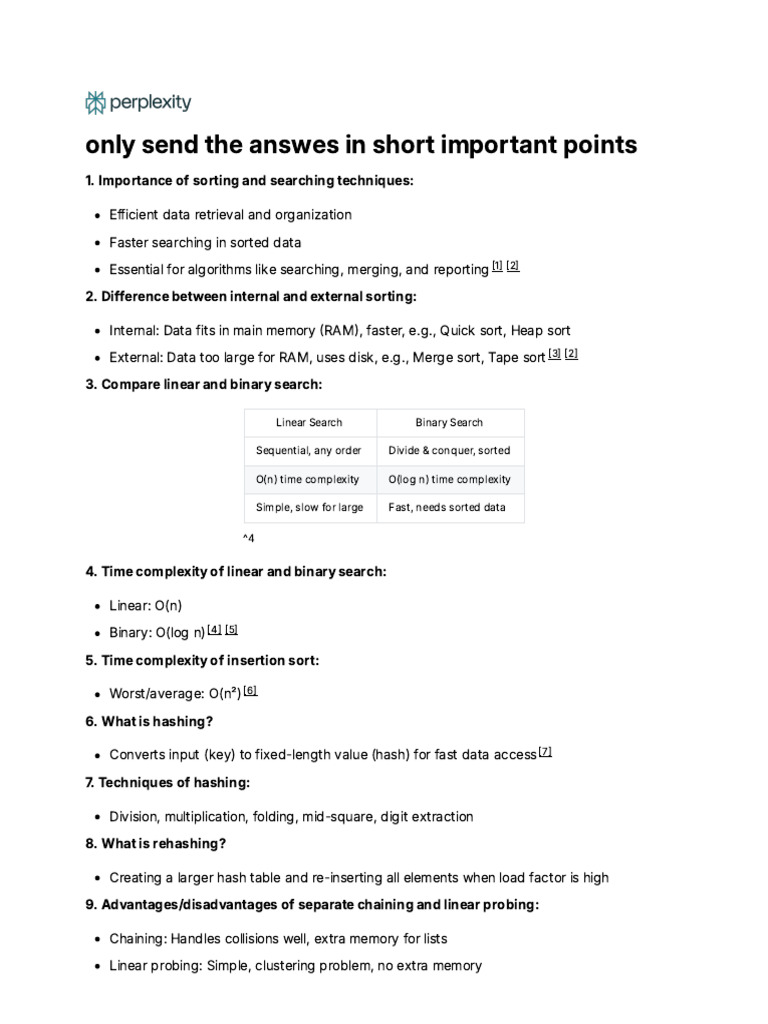 Only Send The Answes in Short Important Points | PDF