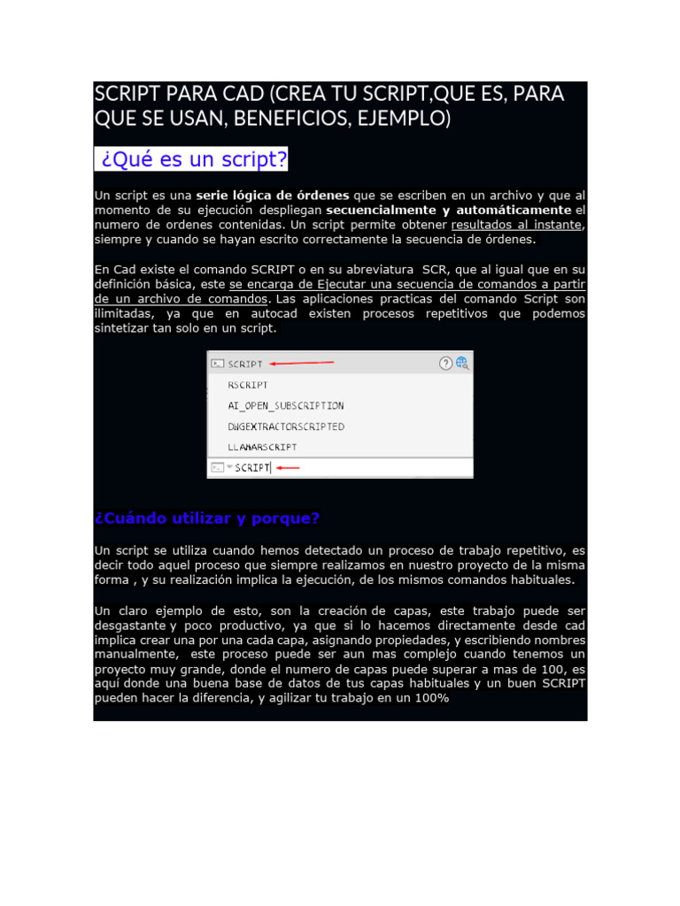 Guía de Scripts en AutoCAD | PDF | Lenguaje de escritura | Archivo de ...
