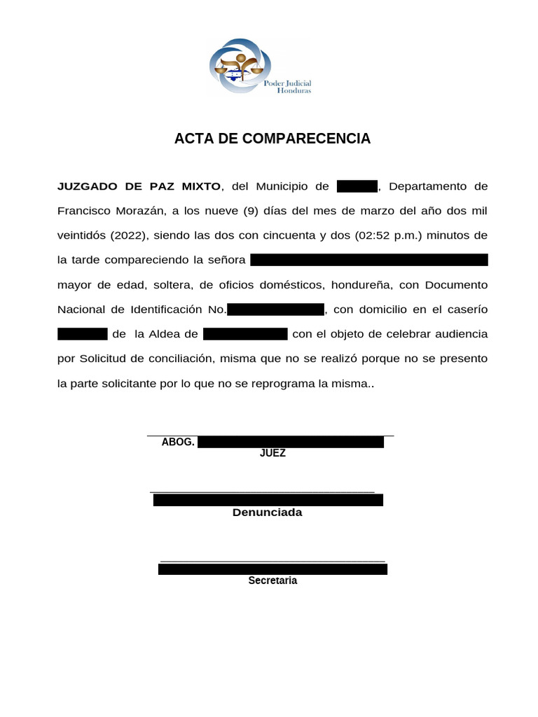 Acta de Comparecencia en Maraita | PDF