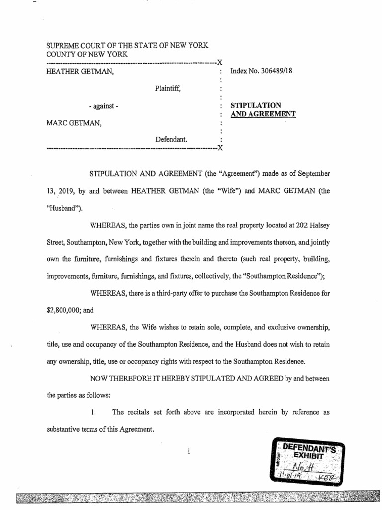 (DEF H) Stipulation and Agreement DTD 09-13-19 | PDF | Real Property ...