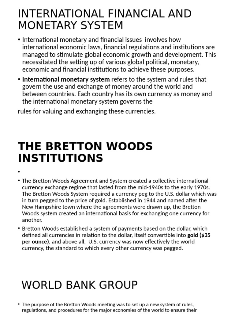 Overview of the International Financial System | PDF | Bretton Woods ...
