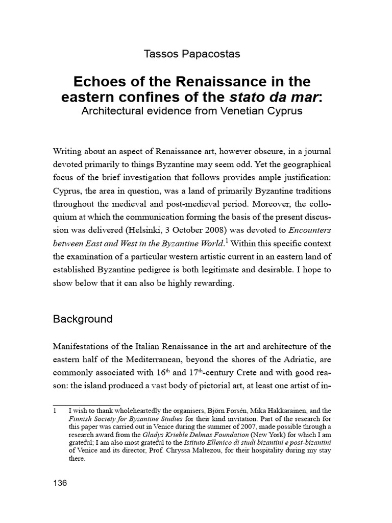 Renaissance Architecture in Venetian Cyprus | PDF | Republic Of Venice ...