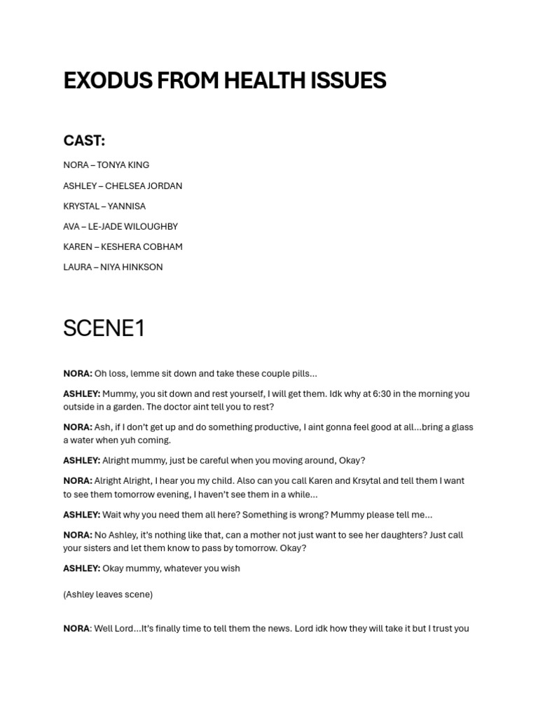 Exodus Script 4 - Health Issues | PDF