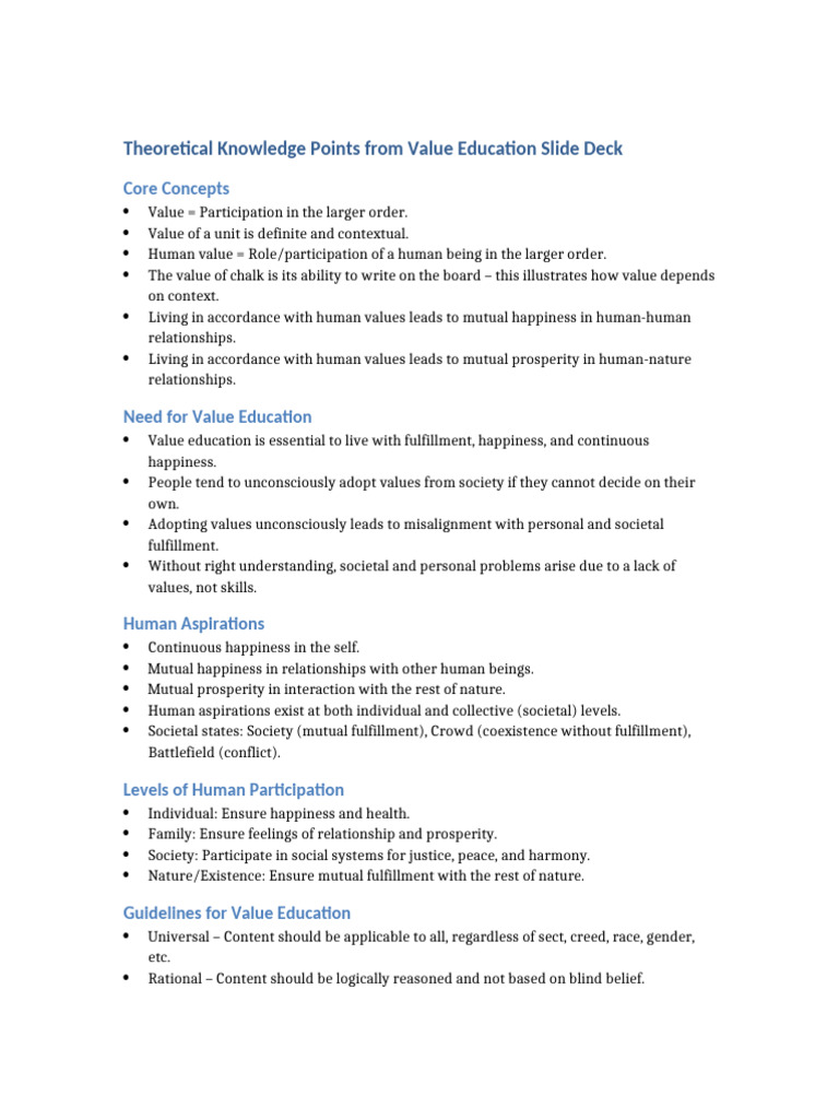 Value Education: Principles and Benefits | PDF | Happiness | Feeling