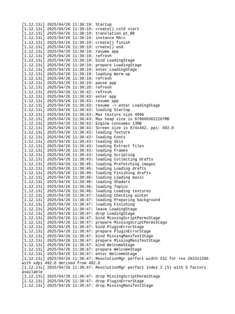App Startup and Loading Stages Logs | PDF | Computing | Software