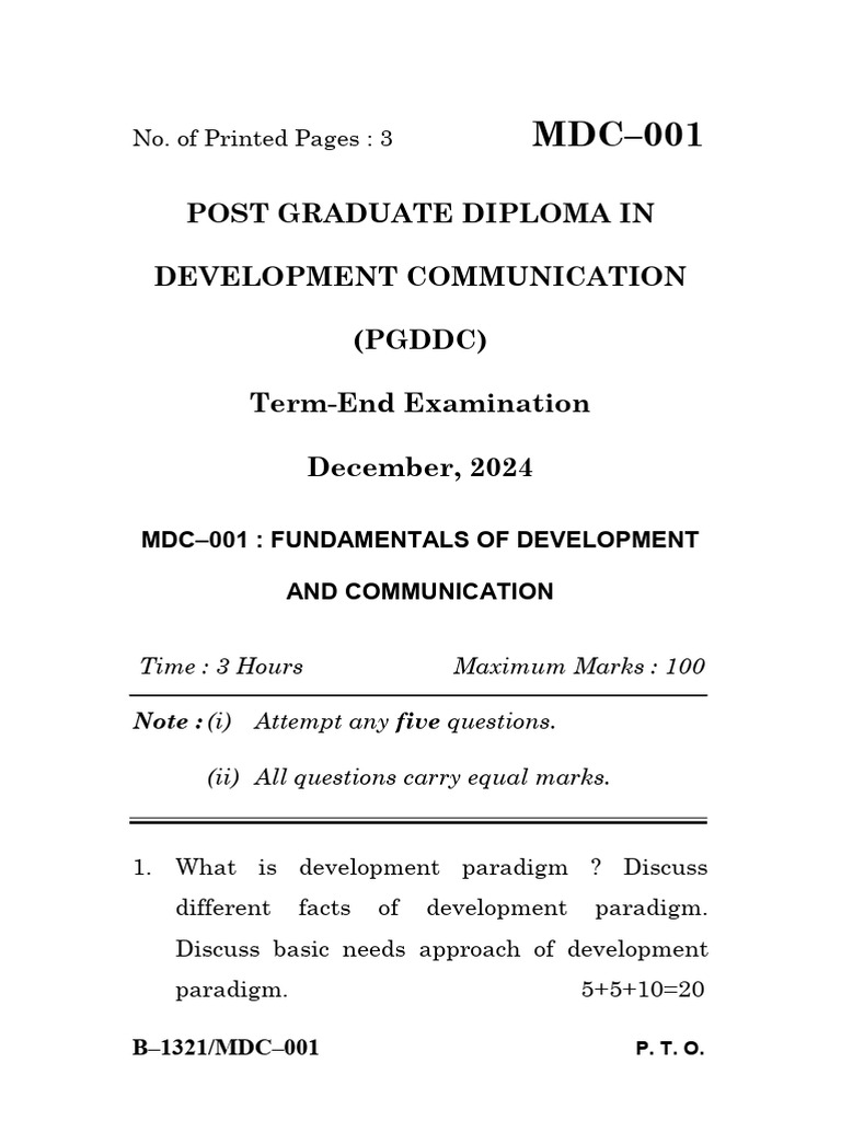 MDC-001: Development Communication Exam | PDF