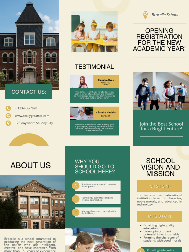 Green Beige Modern Professional School Administration Brochure | PDF ...