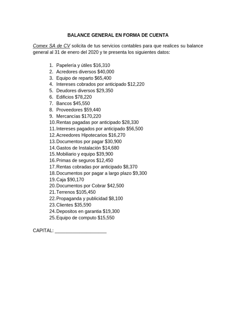 Balance General en Forma de Cuenta | PDF