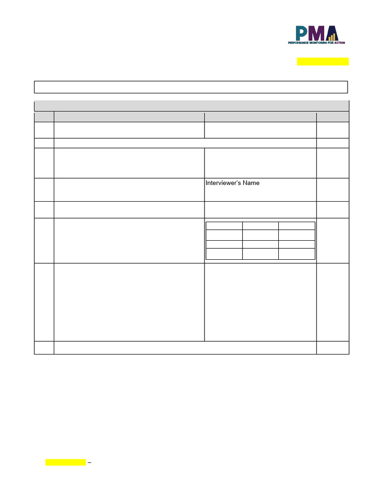 PMA-Phase 3-Female-Questionnaire-English-2022-08-10 | PDF ...