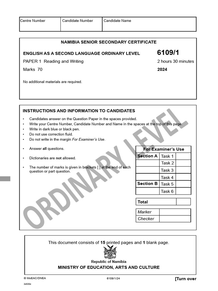 NSSC English Exam Paper 2024 | PDF | Essays | Copyright